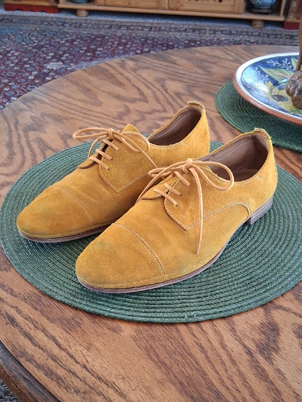 n.d.c Made By Hand Mustard Suede Academia Preppy Lace Up Oxfords Size 39 - Picture 10 of 10